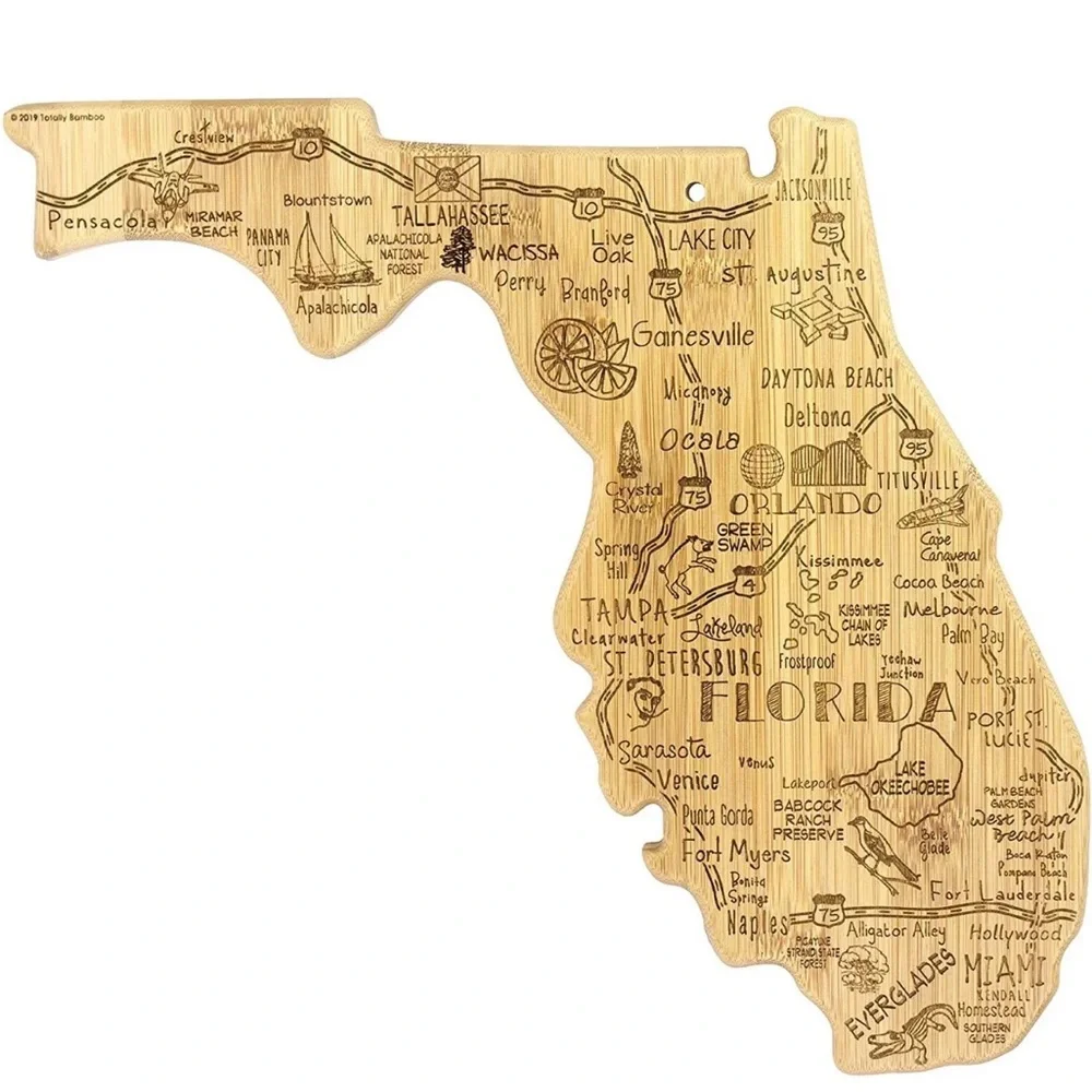 Florida State Shaped Serving & Cutting Board with Hang Tie for Wall Display - Picture 5 of 5